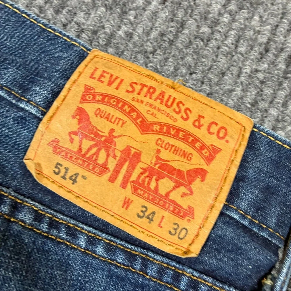 Levis 514 Mens Straight Leg Jeans Size 34x30 Blue Denim Cotton‎ Mid Rise